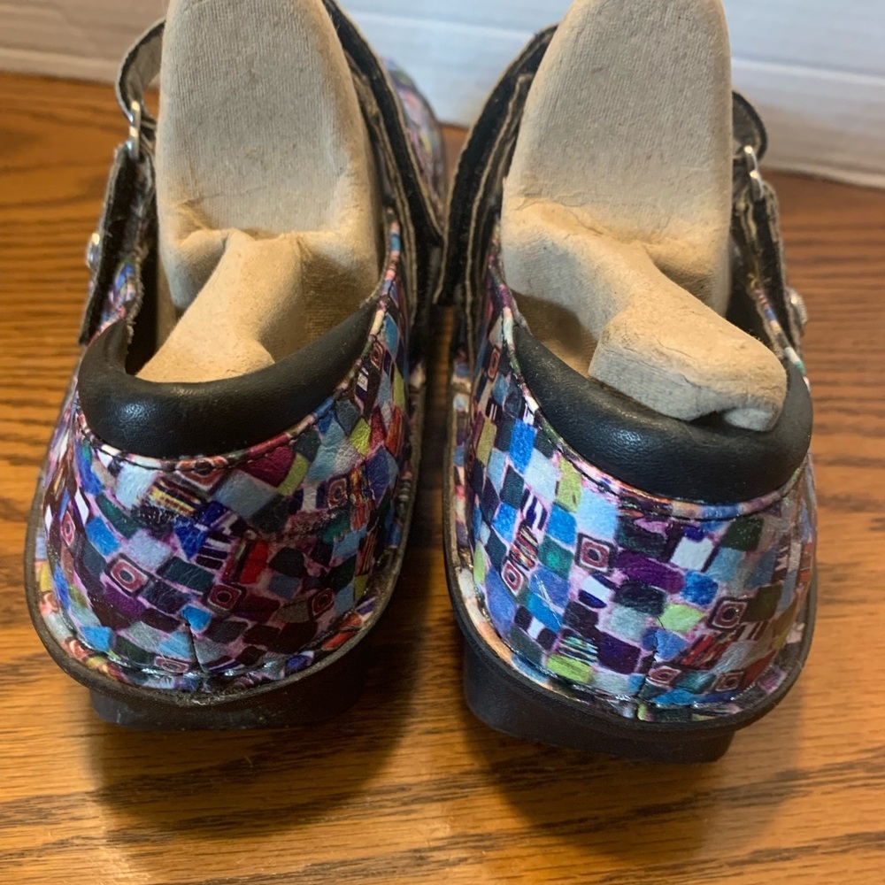 Alegria Mary Janes Bella Multi Cube colorful comfortable low wedge heel size38/8 - Picture 7 of 12